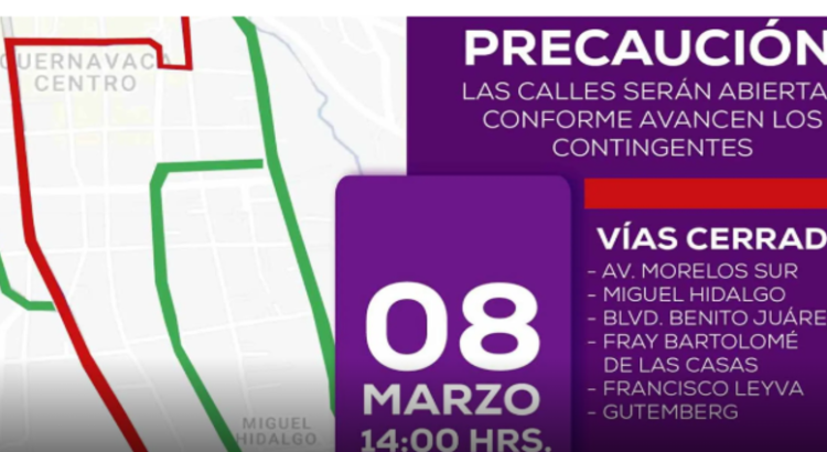 Estas calles estarán cerradas por marcha del 8M en Cuernavaca