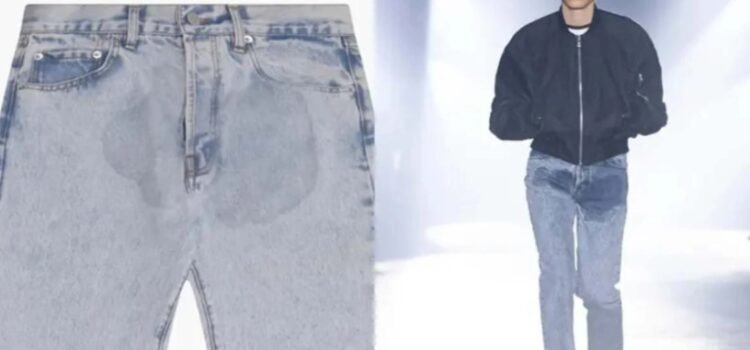 ¡Revuelo en la moda! ¿Jeans con manchas de orina, la nueva tendencia?