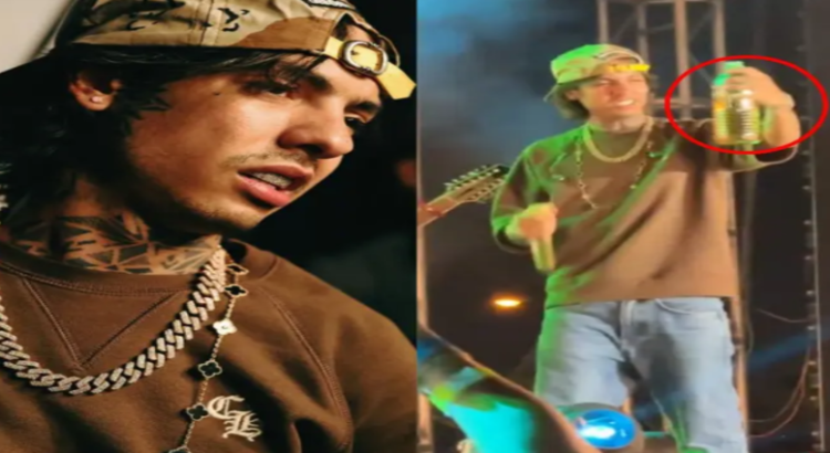 Natanael Cano bebe de una presunta botella con orines Natanael Cano bebe de una presunta botella con orines