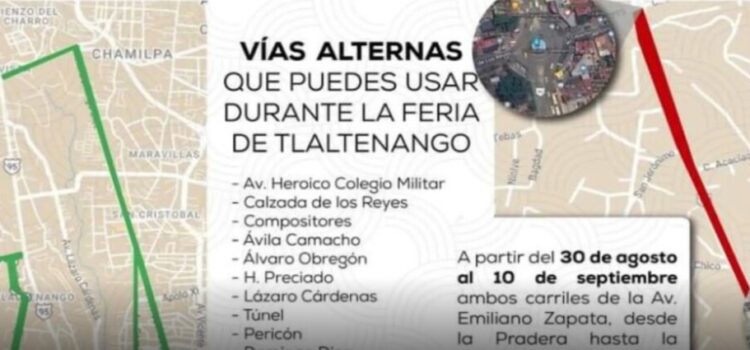 Vías alternas ante cierre de calles por la Feria de Tlaltenango, Cuernavaca