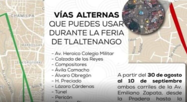 Vías alternas ante cierre de calles por la Feria de Tlaltenango, Cuernavaca