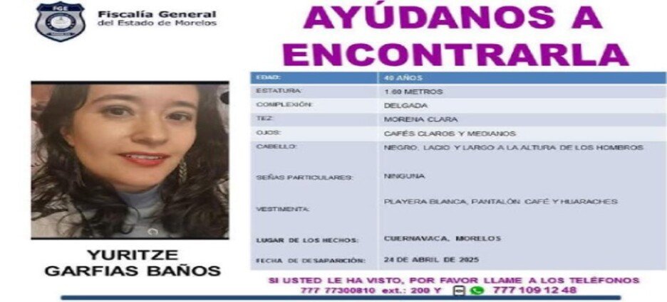 Buscan a mujer que desaparecida en Cuernavaca