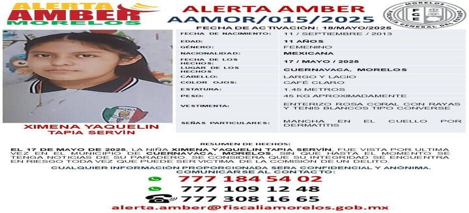 Localizan en Guerrero a Ximena, niña desaparecida en Cuernavaca