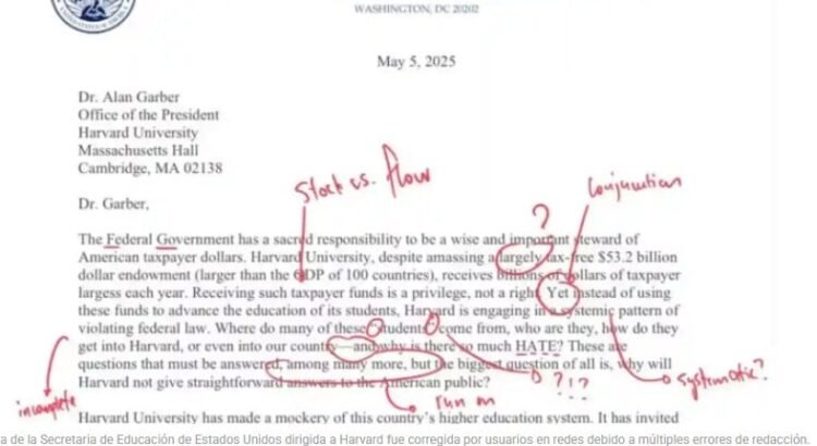Secretaria de Educación envía carta a Harvard… plagada de errores gramaticales