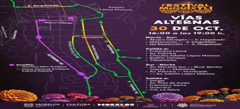 Vías alternas para desfile del Festival Miquixtli 2025 en Cuernavaca