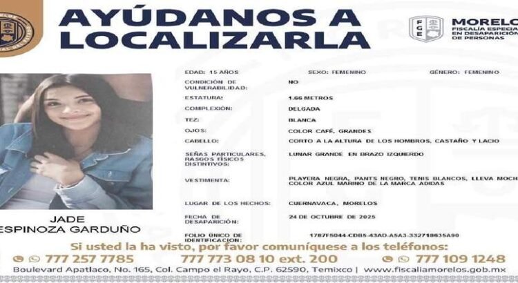 Desaparece adolescente en Cuernavaca Desaparece adolescente en Cuernavaca
