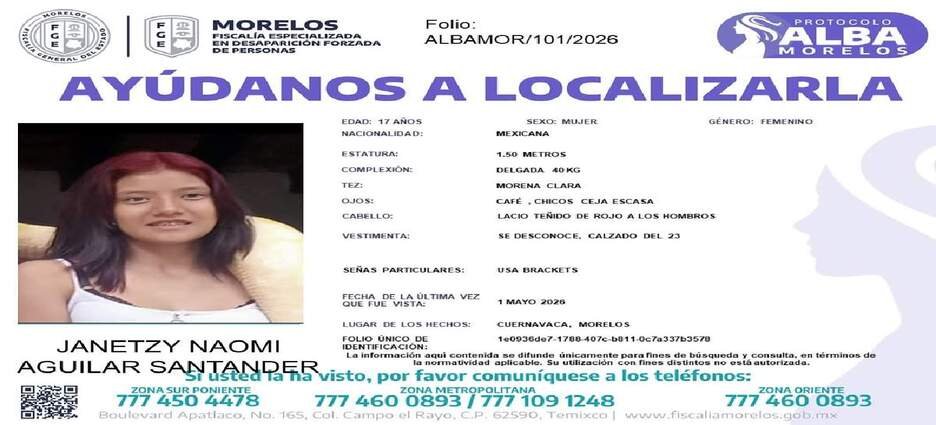 Familiares y amigos buscan a adolescente desaparecida en Cuernavaca